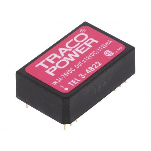 TEL 3-4822; Converter: DC/DC; 3W; Uin: 36÷75V; Uout: 12VDC; Uout2: -12VDC; DIP24; TRACO POWER