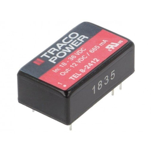 TEL 8-2412; Converter: DC/DC; 8W; Uin: 18÷36V; Uout: 12VDC; Iout: 665mA; DIP16; TRACO POWER