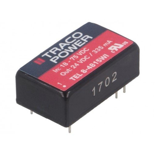 TEL 8-4815WI; Converter: DC/DC; 8W; Uin: 18÷75V; Uout: 24VDC; Iout: 335mA; DIP16; TRACO POWER