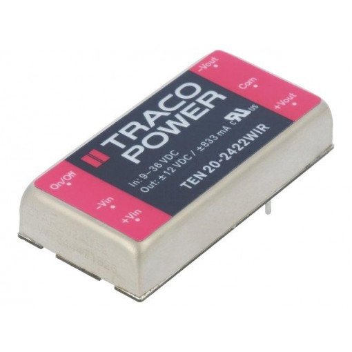 TEN 20-2422WIR; Converter: DC/DC; 20W; Uin: 9÷36V; Uout: 12VDC; Uout2: -12VDC; 2