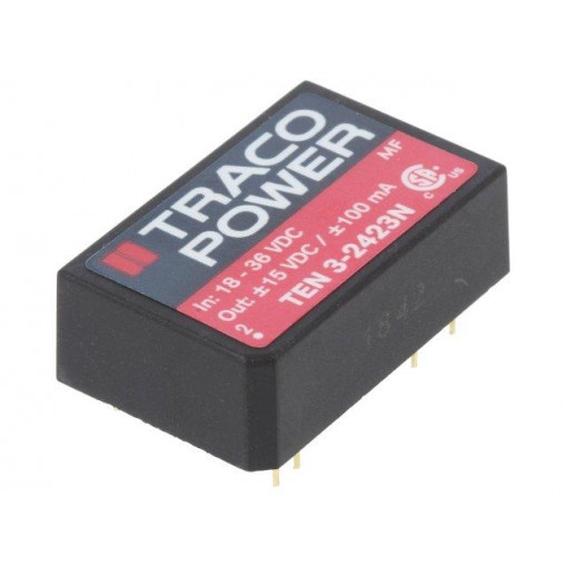 TEN 3-2423N; Converter: DC/DC; 3W; Uin: 18÷36V; Uout: 15VDC; Uout2: -15VDC; DIP24; TRACO POWER