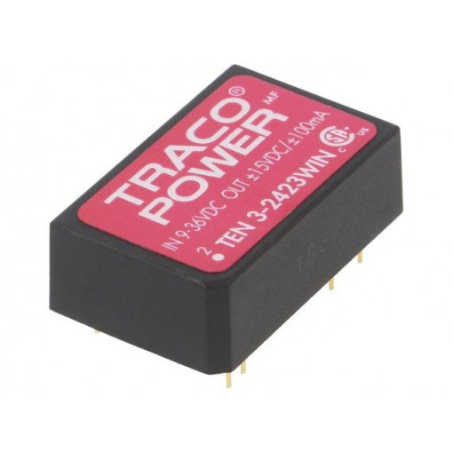 TEN 3-2423WIN; Converter: DC/DC; 3W; Uin: 9÷36V; Uout: 15VDC; Uout2: -15VDC; DIP24; TRACO POWER