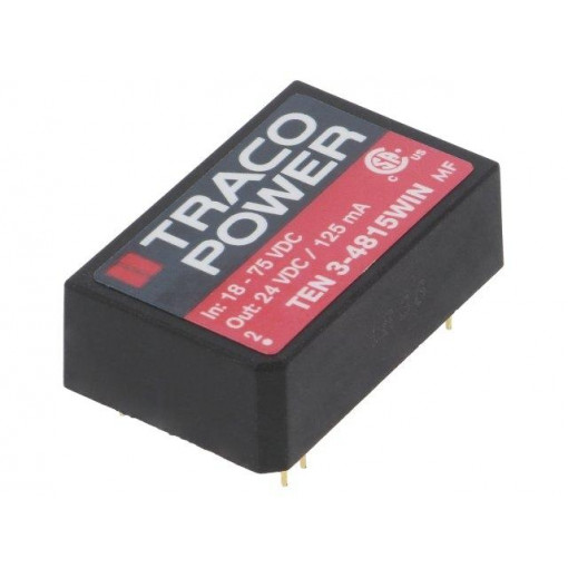 TEN 3-4815WIN; Converter: DC/DC; 3W; Uin: 18÷75V; 24VDC; Iout: 125mA; DIP24; 12.8g; TRACO POWER
