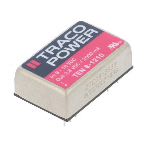 TEN 8-1210; Converter: DC/DC; 8W; Uin: 9÷18V; 3.3VDC; Iout: 2000mA; DIP24; 17g; TRACO POWER
