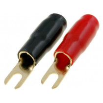 TERMINAL-SPADE-4G; Terminal: fork; M5; 22mm2; gold-plated; insulated; red and black; 4CARMEDIA