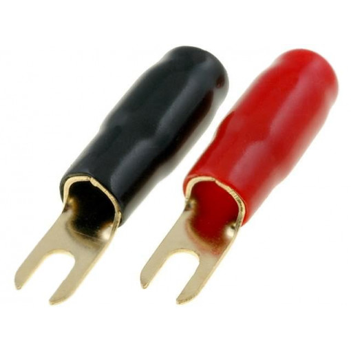 TERMINAL-SPADE-4G; Terminal: fork; M5; 22mm2; gold-plated; insulated; red and black; 4CARMEDIA