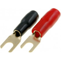 TERMINAL-SPADE-8G; Terminal: fork; M4; 10mm2; gold-plated; insulated; red and black; 4CARMEDIA
