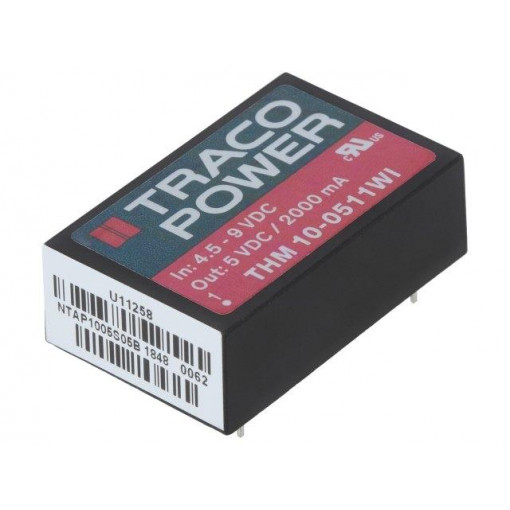 THM 10-0511WI; Converter: DC/DC; 10W; Uin: 4.5÷9V; 5VDC; Iout: 2000mA; DIP24; 14g; TRACO POWER