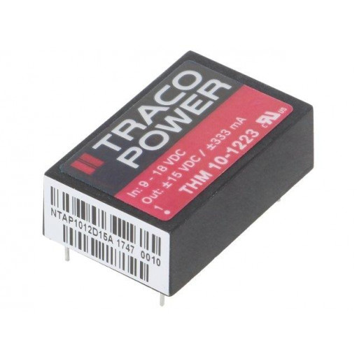 THM 10-1223; Converter: DC/DC; 10W; Uin: 9÷18V; Uout: 15VDC; Uout2: -15VDC; DIP24; TRACO POWER