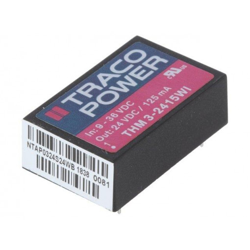 THM 3-2415WI; Converter: DC/DC; 3W; Uin: 9÷36V; 24VDC; Iout: 125mA; DIP24; 14g; TRACO POWER