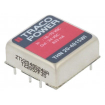 THN 20-4815WI; Converter: DC/DC; 20W; Uin: 18÷75V; 24VDC; Iout: 833mA; 1