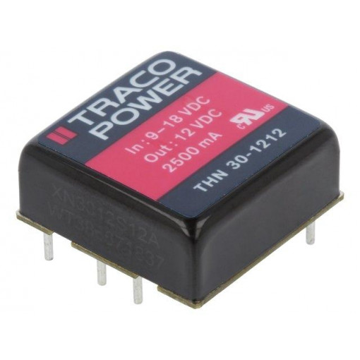 THN 30-1212; Converter: DC/DC; 30W; Uin: 9÷18V; 12VDC; Iout: 2500mA; 1