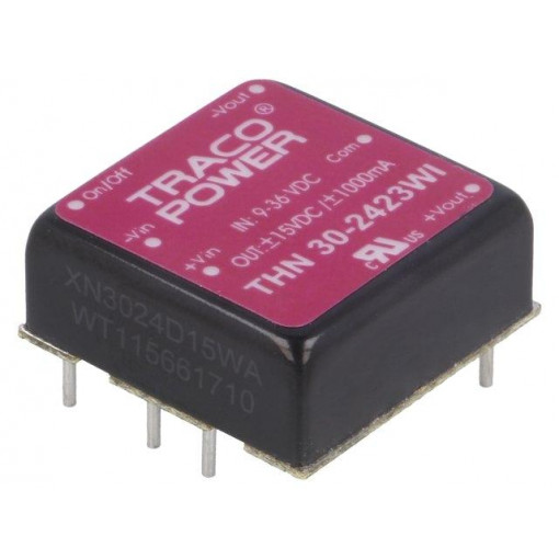 THN 30-2423WI; Converter: DC/DC; 30W; Uin: 9÷36V; Uout: 15VDC; Uout2: -15VDC; 1