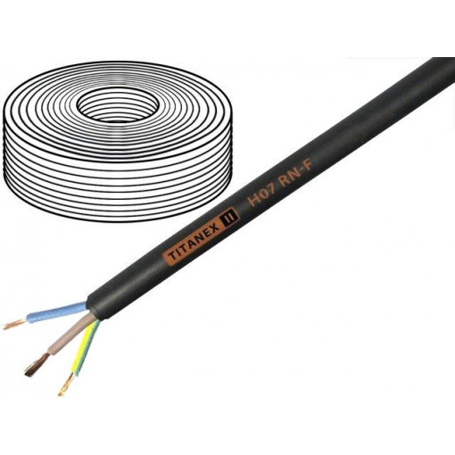 37005T; Wire; H07RN-F,TITANEX®; stranded; Cu; 1x10mm2; rubber; black; HELUKABEL
