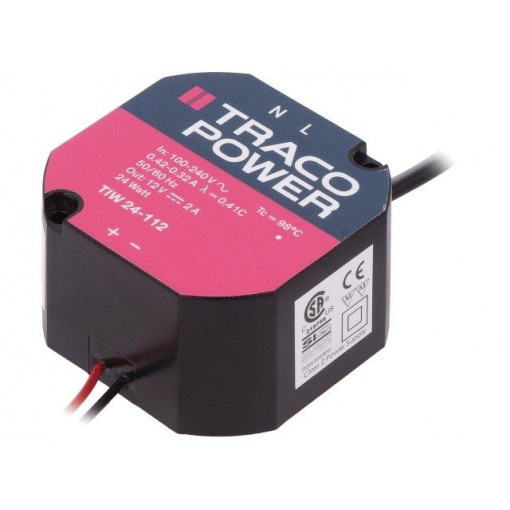 TIW 24-112; Power supply: switched-mode; volatage source; 24W; Ø56x32mm; 2A; TRACO POWER