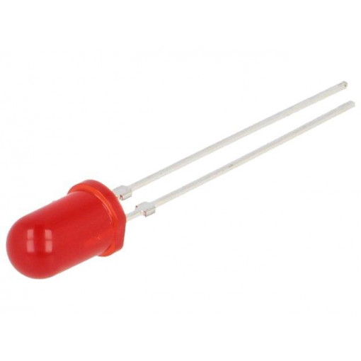 TLHR5401; LED; 5mm; red; 4÷12mcd; 30°; 20mA; 2÷3V; Front: convex; No.of term: 2; VISHAY