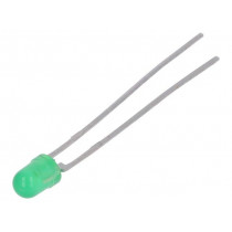 TLLG4401-AS12; LED; 3mm; green; 1÷2mcd; 25°; Front: convex; Pitch: 2.54mm; VISHAY