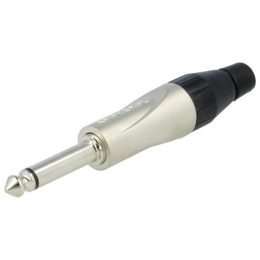 TM2P; Plug; Jack 6,35mm; male; mono; straight; for cable; soldering; grey; AMPHENOL