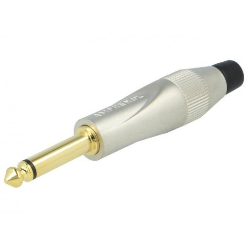 TM2PNJ-AU; Plug; Jack 6,35mm; male; mono; straight; for cable; soldering; grey; AMPHENOL