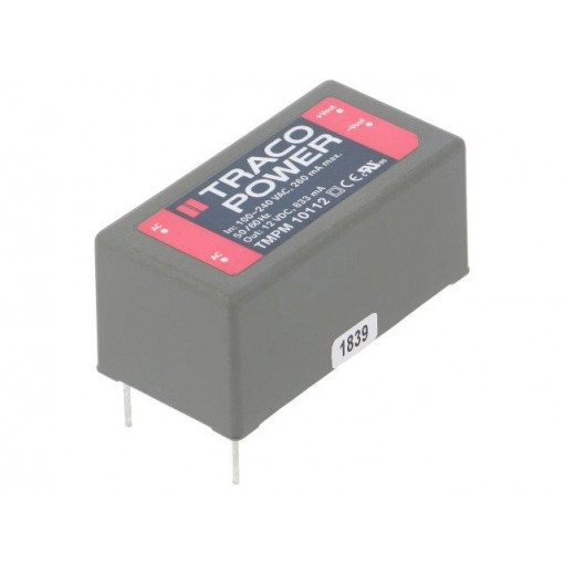 TMPM 10112; Converter: AC/DC; 10W; Uout: 12VDC; Iout: 833mA; 76%; Mounting: PCB; TRACO POWER