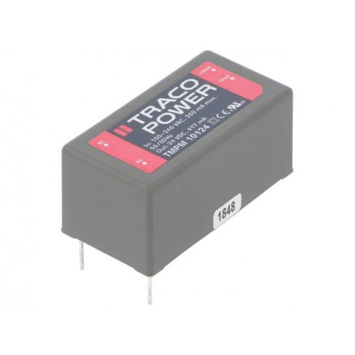 TMPM 10124; Converter: AC/DC; 10W; Uout: 24VDC; Iout: 417mA; 72%; Mounting: PCB; TRACO POWER