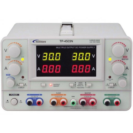 TP-4503N; Power supply: laboratory; Channels: 4; 0÷50VDC; 0÷3A; 0÷50VDC; 0÷3A; TWINTEX