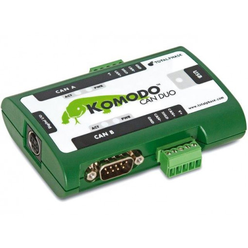 KOMODO CAN DUO INTERFACE; Dev.kit: protocol analyser; CAN x2,GPIO,USB 2.0; TOTAL PHASE KOMODO CAN DUO INTERFACE; Dev.kit: protocol analyser; CAN x2,GPIO,USB 2.0; TOTAL PHASE
