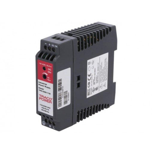 TPC 030-112; Power supply: switched-mode; 26W; 12VDC; 12÷15VDC; 2.2A; 85÷264VAC; TRACO POWER TPC 030-112; Power supply: switched-mode; 26W; 12VDC; 12÷15VDC; 2.2A; 85÷264VAC; TRACO POWER