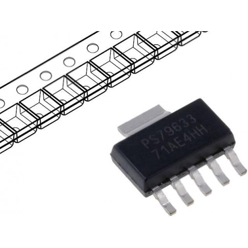 TPS79633DCQ; IC: voltage regulator; LDO,fixed; 3.3V; 1A; SOT223-6; SMD; TEXAS INSTRUMENTS