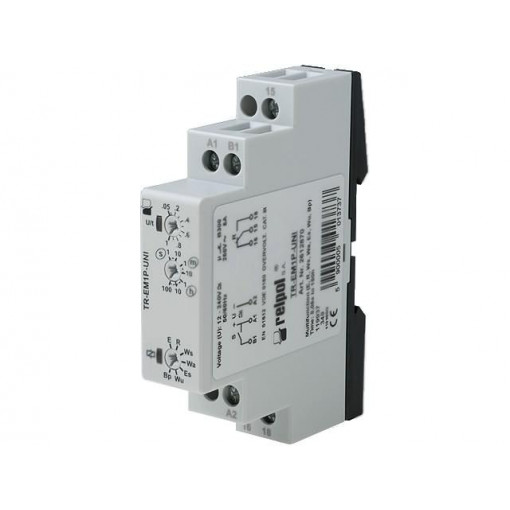 TR-EM1P-UNI; Timer; 0,05s÷100h; SPDT; 250VAC/8A; 12÷240VAC; 12÷240VDC; DIN; IP40; RELPOL