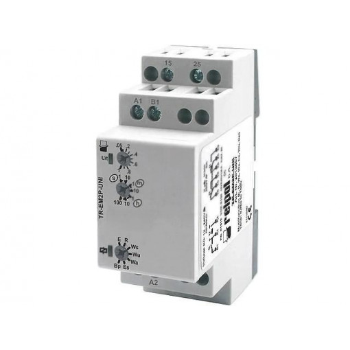 TR-EM2P-UNI; Timer; 0,05s÷100h; DPDT; 250VAC/8A; 12÷240VAC; 12÷240VDC; DIN; IP40; RELPOL