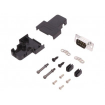 6355-0037-01; D-Sub; PIN: 9; plug; male; soldering; for cable; black; ENCITECH