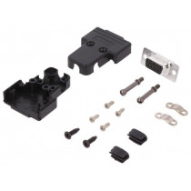 6355-0037-11; D-Sub; PIN: 9; plug; female; soldering; for cable; black; ENCITECH