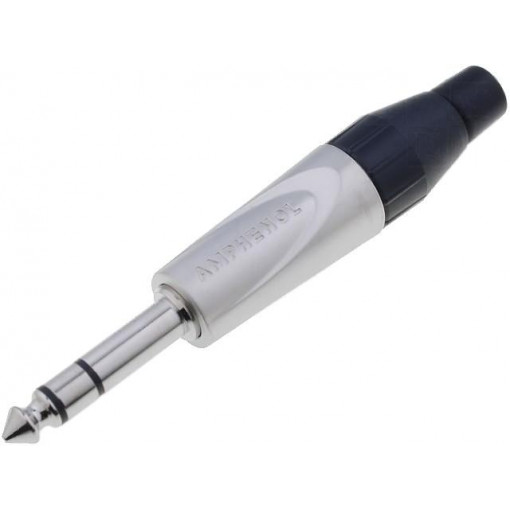 TS3P; Plug; Jack 6,35mm; male; stereo; straight; for cable; soldering; AMPHENOL