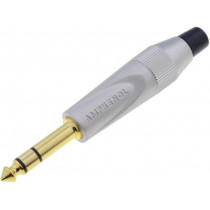 TS3PN-AU; Plug; Jack 6,35mm; male; stereo; straight; for cable; soldering; AMPHENOL