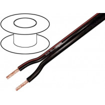 TSK1016; Wire: loudspeaker cable; 2x2,5mm2; stranded; OFC; black; PVC; 100m; TASKER
