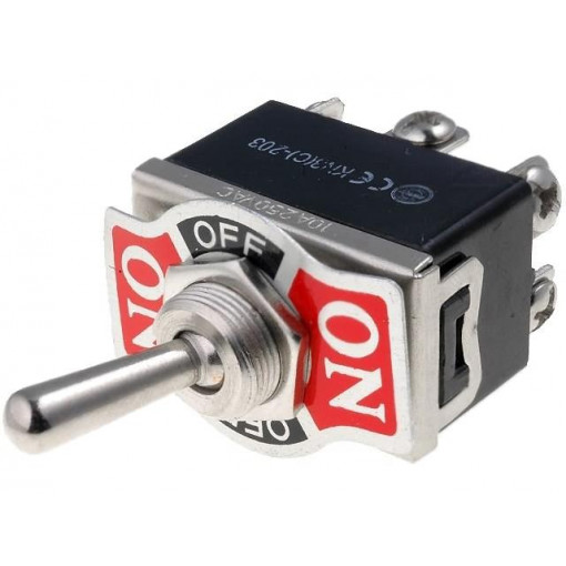 KN3(C)203AA3; Switch: toggle; Pos: 3; DP3T; ON-OFF-ON; 10A/250VAC; -25÷85°C; 50mΩ; 