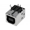 TUEB4F2D0B; Socket; USB B; THT; angled 90°; USB 2.0; gold-plated; AMPHENOL