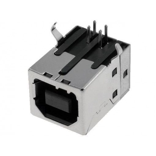TUEB4F2D0B; Socket; USB B; THT; angled 90°; USB 2.0; gold-plated; AMPHENOL