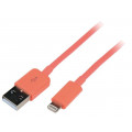 UA0200; Cable; USB 2.0; USB A plug,Apple Lightning plug; 1m; pink; LOGILINK