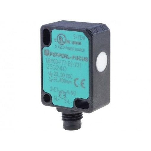 UB400-F77-E2-V31; Sensor: ultrasonic; Range: 400mm; PNP / NO; Usup: 20÷30VDC; PIN: 4; PEPPERL+FUCHS