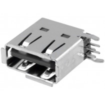UBAL-4R-D14-4S(LF)(SN); Socket; USB A; on PCBs; THT; PIN: 4; side,angled 90°; USB 2.0; JST