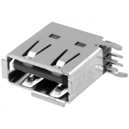 UBAL-4R-D14-4S(LF)(SN); Socket; USB A; on PCBs; THT; PIN: 4; side,angled 90°; USB 2.0; JST