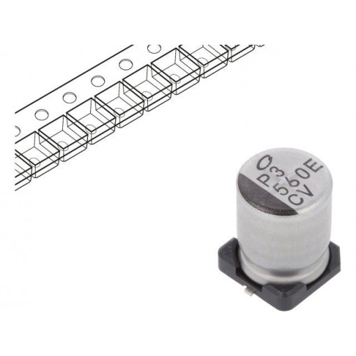 UCV1E561MNL1GS; Capacitor: electrolytic; low impedance; SMD; 560uF; 25VDC; Ø8x10mm; NICHICON