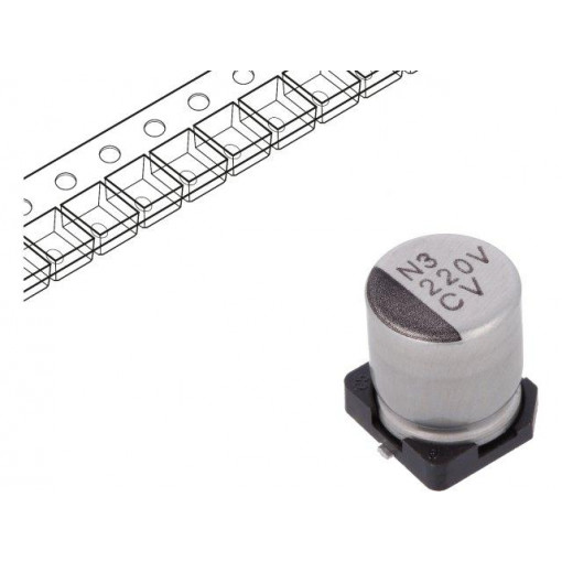 UCV1V221MCL1GS; Capacitor: electrolytic; low impedance; SMD; 220uF; 35VDC; ±20%; NICHICON