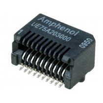 UE75-A20-3000T; Socket; SFP; PIN: 20; gold-plated; 500mA; 300V; SMT; horizontal; AMPHENOL