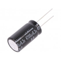 UEP0J472MHD; Capacitor: electrolytic; bipolar; THT; 4700uF; 6.3VDC; Ø12.5x20mm; NICHICON