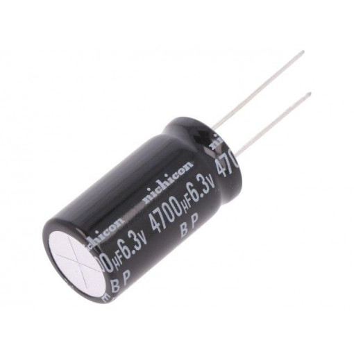 UEP0J472MHD; Capacitor: electrolytic; bipolar; THT; 4700uF; 6.3VDC; Ø12.5x20mm; NICHICON
