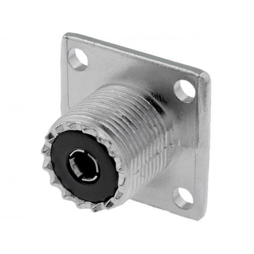 ; Socket; UHF (SO-239); female; straight; soldering; 18x18mm; ; Socket; UHF (SO-239); female; straight; soldering; 18x18mm;