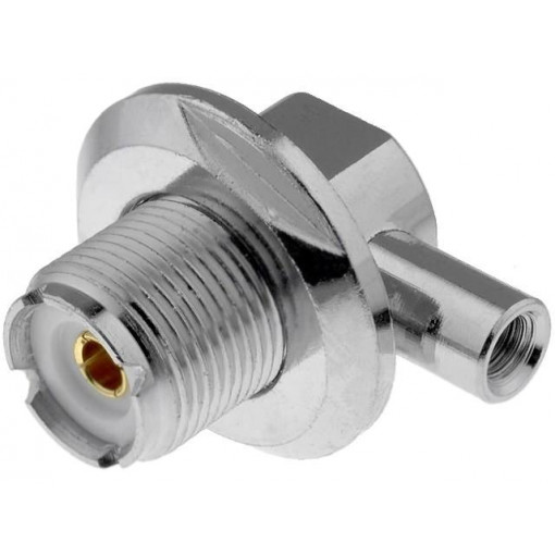 ; Socket; UHF (SO-239); female; angled 90°; RG58; twist-on; ; Socket; UHF (SO-239); female; angled 90°; RG58; twist-on;
